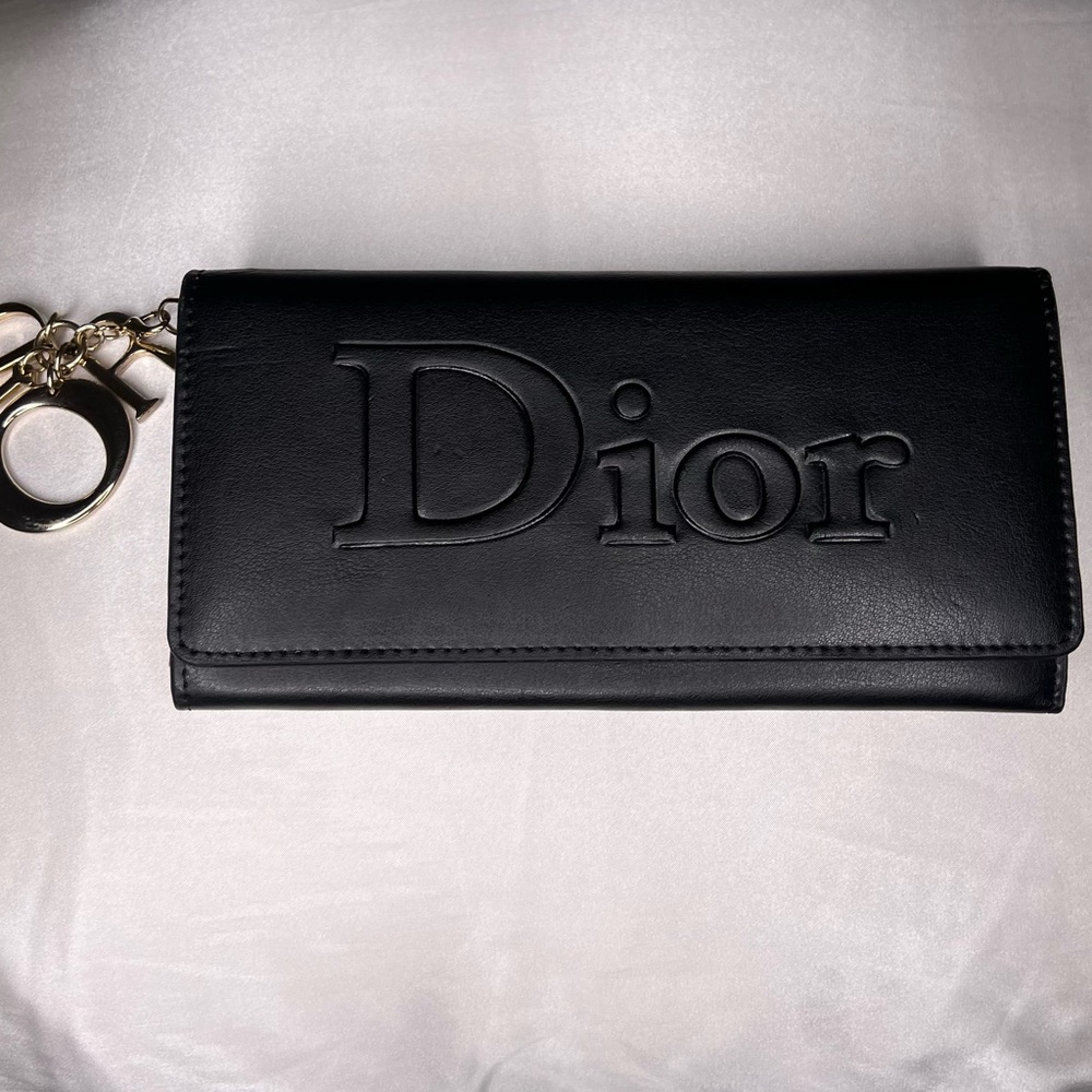 Dior Diorissimo Black Leather Clutch with Keychain